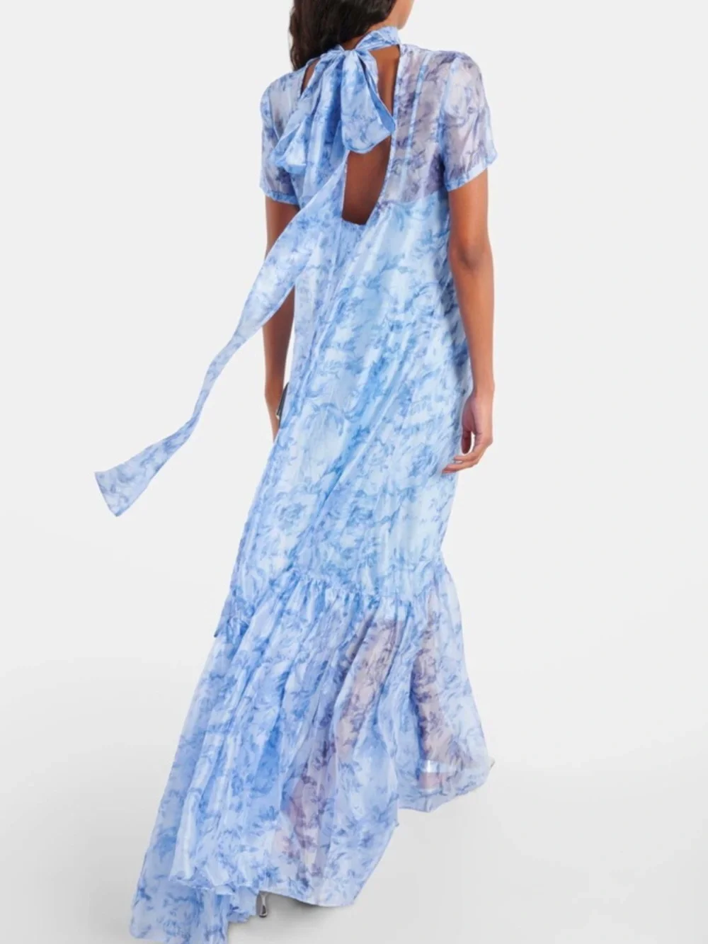 staud organza dress blue Calluna floral organza maxi dress in blue - Staud